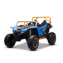 ATV electric Arctic CAT XXL 4x4 24V, albastru, cu două locuri, roți EVA moi, motoare puternice, baterie litiu, player MP3 cu Bluetooth, ax spate cu arcuri, scaune din piele artificială, licență originală