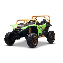 ATV electric Arctic CAT XXL 4x4 24V, verde, cu două locuri, roți EVA moi, motoare puternice, baterie litiu, player MP3 cu Bluetooth, ax spate cu arcuri, scaune din piele artificială, licență originală