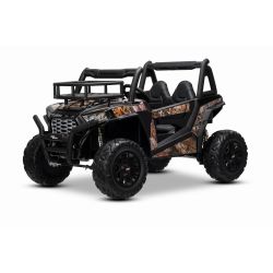 Mașină electrică pentru copii UTV 24V, Negru, două locuri, motor 2 x 200 W, Baterie litiu, roți EVA, osii cu arcuri, frână electrică, scaun tapițat, 2.4 GHz DO, două locuri, USB, AUX