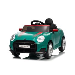 Mașină electrică copii BMW Mini Cooper 12V, verde, intrare USB cu conexiune Bluetooth la player MP3, telecomandă 2.4 GHz, motor 2 x 25W, baterie litiu, lumini LED, licență ORIGINALĂ