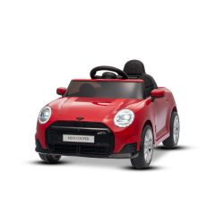 Mașină electrică copii BMW Mini Cooper 12V, roșu, intrare USB cu conexiune Bluetooth la player MP3, telecomandă 2.4 GHz, motor 2 x 25W, baterie litiu, lumini LED, licență ORIGINALĂ