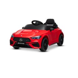 Mașinuță electrică de jucărie Mercedes CLE 12V cu tracțiune spate, roșu, scaun individual, baterie litiu, lumini LED, scaun lat, telecomandă 2.4 GHz, player MP3 cu intrare USB/AUX și conexiune Bluetooth, licență ORIGINALĂ