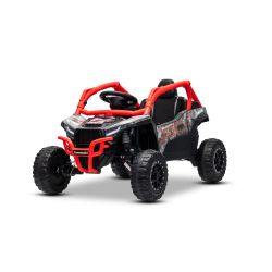 Mașinuță electrică de jucărie Kawasaki TERYX KRX 1000 12V, roșu, un scaun, suspensie punte spate, telecomandă 2.4 Ghz, baterie litiu, 2 motoare x 25W, rame de protecție care se deschid, player MP3 cu intrare USB/AUX, model cu licență