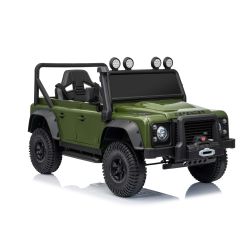 Maşinuţa electrica copii Land Rover Defender 110 SVX 12V, verde, tracțiune 4X4, lumini LED, suspensii față și spate, telecomandă 2.4 GHz, intrare USB/Aux, Bluetooth, baterie litiu, motor 4 X 25W, licență ORIGINALĂ
