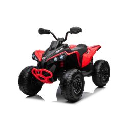 Quad electric Can-am Renegade, roșu, cu un singur loc, suspensii față și spate, lumini LED, Baterie litiu, 2 motoare de 35 W, roți moi EVA, player MP3 cu intrare USB/AUX, licențiat