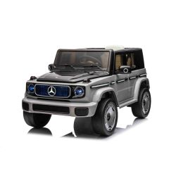 Mașinuță electrică de jucărie Mercedes-Benz EQG 12V, gri, componente ale caroseriei iluminate cu LED, lumini față și spate funcționale, telecomandă 2,4 GHz, intrare USB/Aux, baterie litiu, motor 2 x 35W, licență ORIGINALĂ