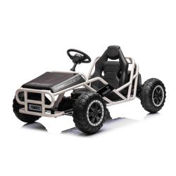 Kart electric SPORT-KART 24V, negru, roți EVA, scaun din piele, 2 x 50W Motor, baterie 24V, construcție metalică masivă