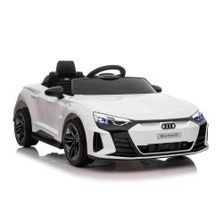 Maşinuţa electrica copii Audi RS E-tron GT 12V, alb, scaun lat, telecomandă 2.4 GHz, intrare USB / AUX, Bluetooth, suspensie, baterie litiu, lumini LED, motor 2 x 25W, licență ORIGINALĂ