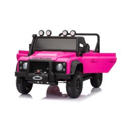 Maşinuţa electrica copii Land Rover Defender 110 SVX 12V, roz, tracțiune 4X4, lumini LED, suspensii față și spate, telecomandă 2.4 GHz, intrare USB/Aux, Bluetooth, baterie litiu, motor 4 X 25W, licență ORIGINALĂ