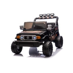 Mașinuță electrică de jucărie Toyota FJ Cruiser XXL cu tracțiune 4x4, autorizată (cu două locuri), negru nisip, baterie litiu portabilă, șasiu înalt, două locuri, punte spate cu suspensie, telecomandă 2,4 GHz, player MP3 cu Bluetooth, lumini LED