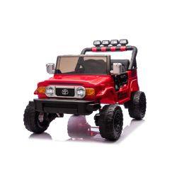 Mașinuță electrică de jucărie Toyota FJ Cruiser XXL cu tracțiune 4x4, autorizată (cu două locuri), roșu, baterie litiu portabilă, șasiu înalt, două locuri, punte spate cu suspensie, telecomandă 2,4 GHz, player MP3 cu Bluetooth, lumini LED