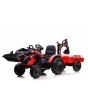 Tractor electric TOP-WORKER 12V cu cupă și remorcă, roșu, Scaun simplu, moale din PU, MP3 Player cu intrare USB, Tracțiune spate, Motor 2 x 45W, roți EVA, baterie 12V / 10Ah, Telecomandă