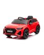 Mașină electrică Audi RS6, 12V, scaun piele, telecomandă 2.4GHz, comutator funcție telecomandă/ pedală, intrare USB, lumini LED, baterie 12V, roți moi EVA, 2 X MOTOR, roșu, licență ORIGINALĂ