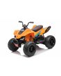 Quad electric cu licență McLaren Racing MCL 12V 4X4, portocaliu, roți moi EVA, TELECOMANDĂ, scaun din piele, punte spate cu arcuri, motor 4 x 35W, lumini LED, baterie 12V10Ah