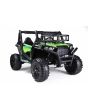 Mașină electrică pentru copii UTV 24V, verde, două locuri, motor 2 x 200 W, roți EVA, osii cu arcuri, frână electrică, scaun tapițat, 2.4 GHz DO, două locuri, USB, AUX