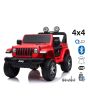 Mașinuță electrică pentru copii JEEP Wrangler, Roșu, scaun din piele, Radio cu intrare Bluetooth și USB, unitate 4x4, baterie cu litiu, roți EVA, suspensii spate, telecomandă de 2,4 GHz, comutator funcție telecomandă/ pedală, licențiat