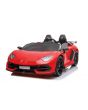 Mașină electrică copii Lamborghini Aventador 12V, două locuri, scaun din plastic, roșu, telecomandă de 2,4 GHz, intrare USB / SD, suspensie, ușă cu deschidere verticală, roți EVA moi, 2 X MOTOR, licență ORIGINALĂ