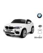 BMW X6 M Mașinuță electrică pentru copii, Albă, Două Scaune din Piele, 2x 120W, Licență Originală, Cu Baterii, Uși care se deschid,  frână electrică, 2x motoare, Baterie 12V10Ah,  Telecomandă 2.4 Ghz, roți ușoare EVA, pornire Lină