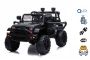 Mașină electrică copii OFF ROAD cu tracțiune pe roți din spate, negru, baterie 12V, șasiu înalt, scaun larg, osii suspendate, telecomandă de 2,4 GHz, player MP3 cu intrare USB, lumini LED