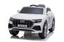 Mașină electrică copii Audi Q8, alb, licențiat, scaun din piele, deschidere uși, motor 2 x 25W, baterie 12 V, telecomandă 2,4 Ghz, roți EVA moi, lumini LED, pornire lină, licență ORIGINALĂ