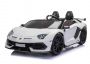 Mașină electrică copii Lamborghini Aventador 12V, două locuri, scaun din plastic, alb, telecomandă de 2,4 GHz, intrare USB / SD, suspensie, ușă cu deschidere verticală, roți EVA moi, 2 X MOTOR, licență ORIGINALĂ