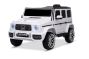 Mașinuță electrică Mercedes G, alb, scaun individual, baterie litiu, telecomandă 2.4 GHz, 2XMOTOR, USB, card SD, licență ORIGINALĂ
