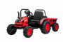 Tractor electric pentru copii POWER cu remorcă, roșu, tracțiune spate, baterie de 12V, roți din plastic, scaun larg, telecomandă de 2,4 GHz, MP3 player cu USB, lumini LED