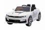 Mașină electrică pentru copii Chevrolet Camaro 12V, alb, telecomandă 2,4 GHz, uși cu deschidere, roți EVA, lumini LED, scaun din piele, 2 X MOTOR, intrare USB/SD, licență ORIGINALĂ