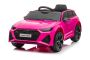 Mașină electrică Audi RS6, 12V, scaun piele, telecomandă 2.4GHz, comutator funcție telecomandă/ pedală, intrare USB, lumini LED, baterie 12V, roți moi EVA, 2 X MOTOR, roz, licență ORIGINALĂ