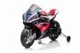 Motocicleta electrică BMW HP4 RACE 12V, roșu, Licențiată, Roți auxiliare, roți EVA moi, motor 2 x 35W, Suspensie, cadru metalic, furcă metalică