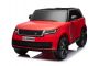 Mașină electrică Range Rover model 2023, două locuri, roșu, scaune din piele, radio cu intrare USB, tracțiune spate cu suspensie, baterie 12V7AH, roți EVA, pornire cu cheie în trei poziții, telecomandă de 2,4 GHz, model licențiat