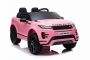 Mașină electrică pentru copii Range Rover EVOQUE, Roz, Scaun din piele, MP3 player cu intrare USB, unitate 4x4, baterie 12V10Ah, Roți EVA, suspensii spate, pornire din cheie, telecomandă Bluetooth de 2,4 GHz, licențiată