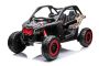 Mașină electrică copii Can-am Maverick, negru, cu două locuri, suspensie spate, telecomandă 2,4 Ghz, baterie portabilă, 4 motoare de 35 W, roți EVA, scaune din piele, player MP3 cu intrare USB/SD, model cu licență
