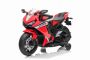 Motocicletă electrică HONDA CBR 1000RR, Licențiată, baterie 12V, roți plastic, motor 30W, lumini LED, cadru fix, roți auxiliare, roșu