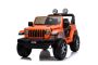 Mașinuță electrică pentru copii JEEP Wrangler, Portocaliu, scaun din piele, Radio cu intrare Bluetooth și USB, unitate 4x4, baterie cu litiu, roți EVA, suspensii spate, telecomandă de 2,4 GHz, comutator funcție telecomandă/ pedală, licențiat