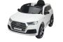 Mașină electrică copii Audi Q7 Quattro Nou, Alb, Licență Originală, Baterie, uși care se deschid, 1 Scaun, 2 x 12V Motoare, Telecomandă 2,4 Ghz, Roți spumă EVA, Pornire lină