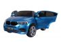 BMW X6 M Mașinuță electrică pentru copii, vopsită în Albastru, Două Scaune din Piele, 2x 120W, Licență Originală, Cu Baterii, Uși care se deschid,  frână electrică, 2x motoare, Baterie 12V10Ah,  Telecomandă 2.4 Ghz, roți ușoare EVA, pornire Lină