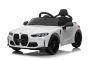 Mașină electrică BMW M4, alb, telecomandă 2,4 GHz, intrare USB/Aux, suspensie, baterie 12V, lumini LED, 2 X MOTOR, licență ORIGINALĂ