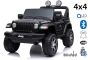 Mașinuță electrică pentru copii JEEP Wrangler, Negru, scaun din piele, Radio cu intrare Bluetooth și USB, unitate 4x4, baterie de 12V10Ah, roți EVA, suspensii spate, telecomandă de 2,4 GHz, comutator funcție telecomandă/ pedală, licențiat