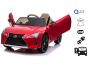 Mașină electrică pentru copii Lexus LC500, roșie, cu licență originală, alimentat cu baterie de 12 V, uși cu deschidere verticală, motor 2x, telecomandă de 2,4 Ghz, suspensii spate, pornire lină
