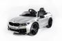Mașină electrică de jucărie BMW M5 24V, gri metalizat, roți moi EVA, Motoare: 2 x 24V, Capacitate baterie 24V, Lumini LED, Telecomandă 2,4 GHz, MP3 Player, Scaun din poliuretan moale, Licență ORIGINALĂ