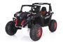 Mașină electrică copii NOUL RSX tip ATV, 2x12 V Neagră-2.4Ghz, 4x Motoare, telecomandă, 2 scaune, cheie pentru pornire, roți ușoare Eva, USB, Card SD