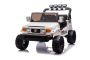 Mașinuță electrică de jucărie Toyota FJ Cruiser XXL cu tracțiune 4x4, autorizată (cu două locuri), alb, baterie litiu portabilă, șasiu înalt, două locuri, punte spate cu suspensie, telecomandă 2,4 GHz, player MP3 cu Bluetooth, lumini LED