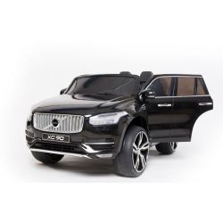 Mașinuță electrică pentru copii Volvo XC90, Negru, Scaun dublu din piele, MP3 player cu intrare USB, Uși și capotă care se deschid, Baterie 12V10Ah, Roți EVA, Suspensii, Telecomanda de 2,4 GHz, Licențiată