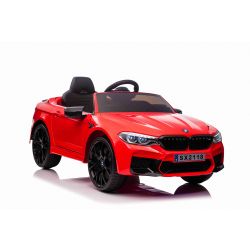 Mașină electrică de jucărie BMW M5 24V, roșu, roți moi EVA, Motoare: 2 x 24V, Capacitate baterie 24V, Lumini LED, Telecomandă 2,4 GHz, MP3 Player, Scaun din poliuretan moale, Licență ORIGINALĂ