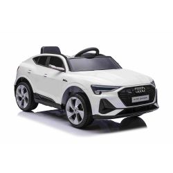 Mașină electrică pentru copii Audi E-tron Sportback 4x4 alb, Scaun din piele sintetică, Telecomandă 2,4 GHz, Roți EVA, Intrare USB / Aux, Bluetooth, Suspensii spate, Baterie 12V / 7Ah, Lumini LED, Roți EVA moale, Motor 4 X 25W, Licență ORIGINALĂ