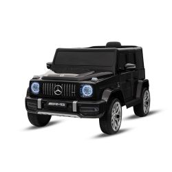 Mașinuță electrică Mercedes G, negru, scaun individual, baterie litiu, telecomandă 2.4 GHz, 2XMOTOR, USB, card SD, licență ORIGINALĂ