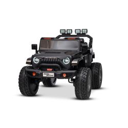 Mașinuță electrică de jucărie Beneo Motors OFFRIDE 4x4² cu două locuri, 12V, negru, player MP3 cu intrare USB/AUX, transmisie 4x4, baterie litiu, roți EVA cu suspensie, telecomandă, lumini LED