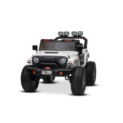 Mașinuță electrică de jucărie Beneo Motors OFFRIDE 4x4² cu două locuri, 12V, alb, player MP3 cu intrare USB/AUX, transmisie 4x4, baterie litiu, roți EVA cu suspensie, telecomandă, lumini LED