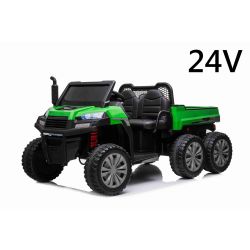 Mașină electrică copii FARM RIDER 6X6 24V cu tracțiune pe 4 roți 4 X 100W, baterie 24V/7Ah, roți EVA, suspensii, telecomandă 2,4 GHz, 2 locuri,  MP3 player cu intrare USB / SD, Bluetooth